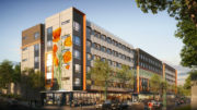 7300 MacArthur Boulevard with Poppy mural placeholder, rendering by BDE Architecture