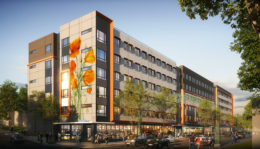 7300 MacArthur Boulevard with Poppy mural placeholder, rendering by BDE Architecture