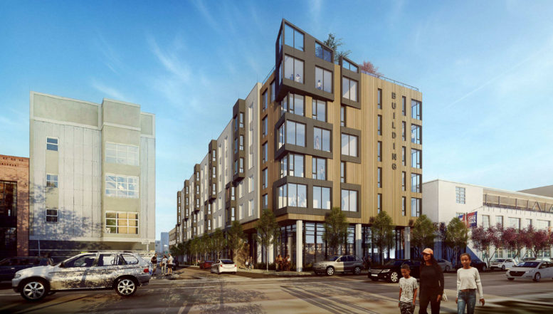 925 Bryant Street view looking south down Langton, rendering by BAR Architects