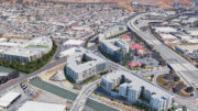 Previous proposal for 40 Airport Boulevard aerial view with 100 Produce and 124 Airport projects illustrated, image courtesy Bella Vista Development