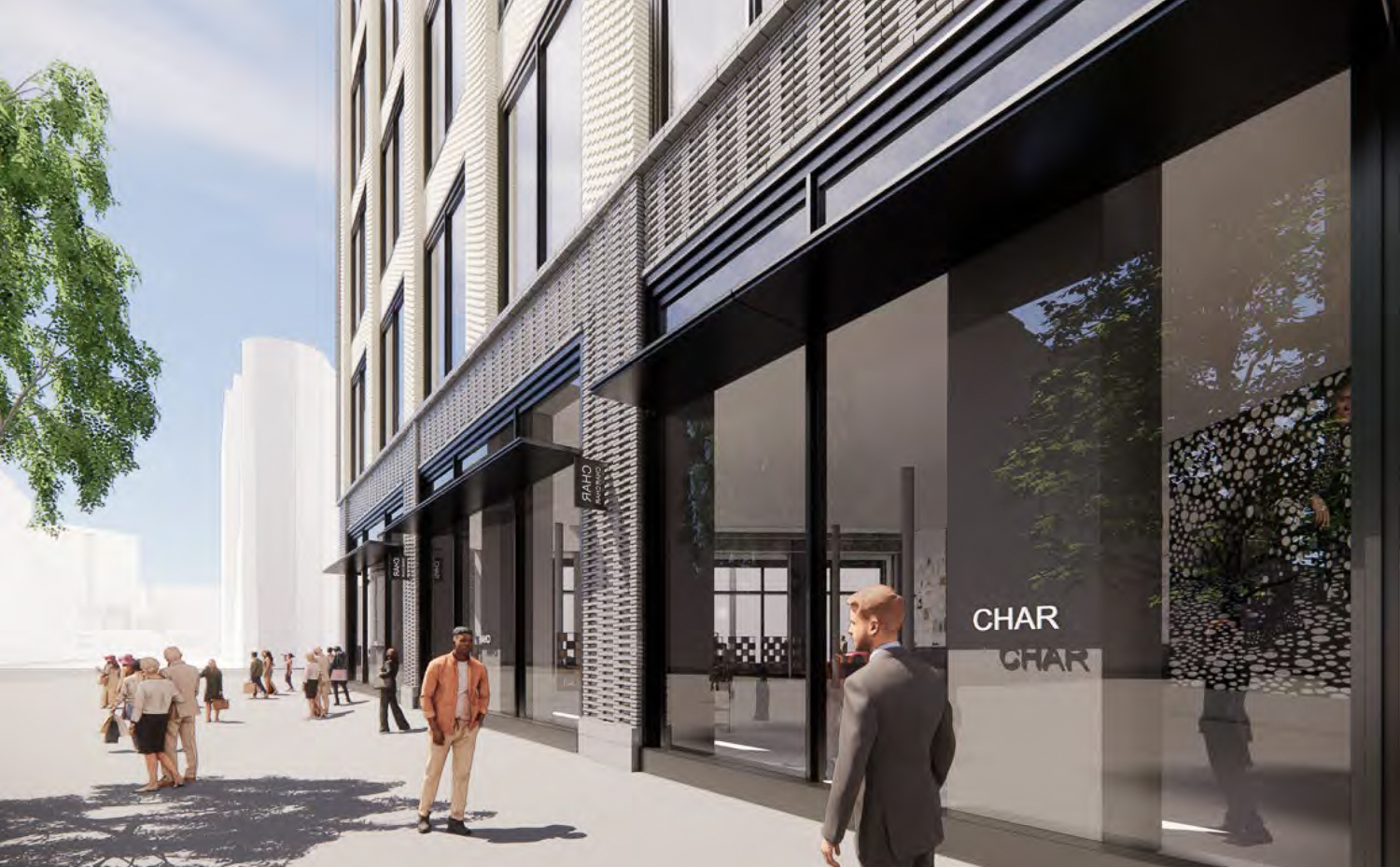 2 Stockton Street pedestrian activity outside of the retail front, rendering by Gensler