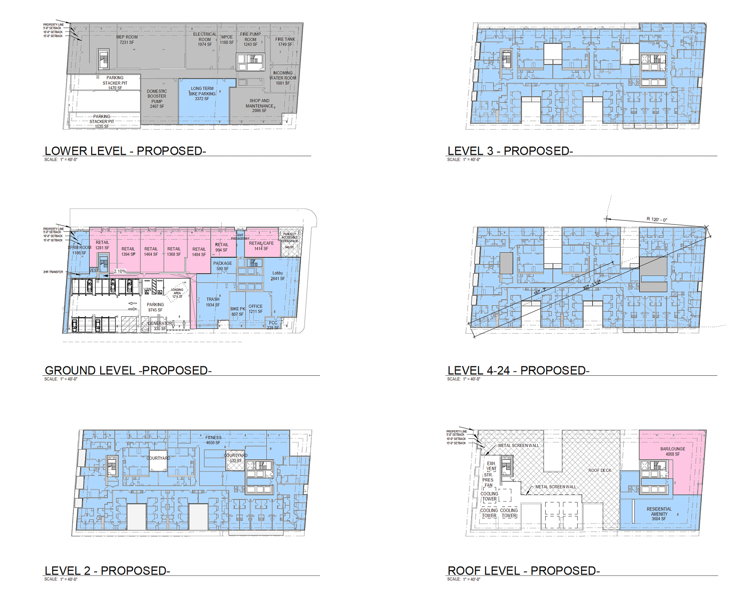 2128 Oxford Street floor plans, elevations by DLR Group