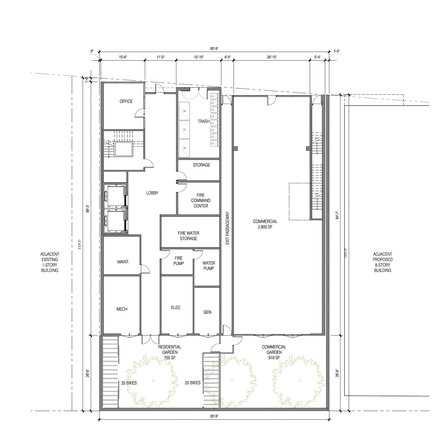 2420 Shattuck Avenue ground-level floor plan, illustration by Trachtenberg Architects