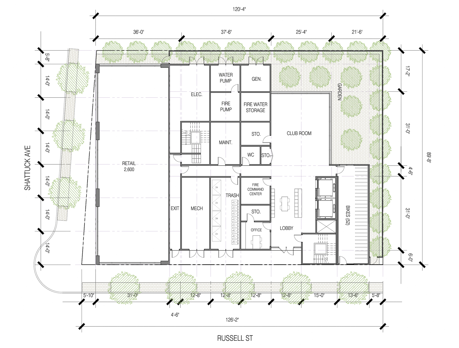2847 Shattuck Avenue ground-level floor plan, elevation by Trachtenberg Architects