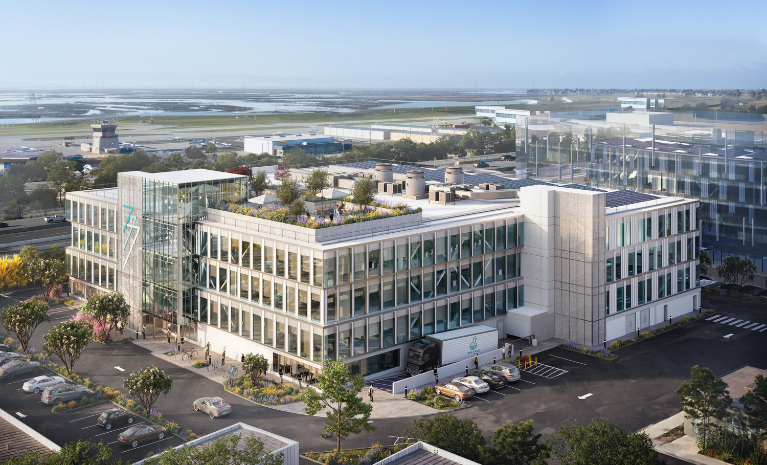 777 Industrial Road aerial view, rendering by Stanton Architecture