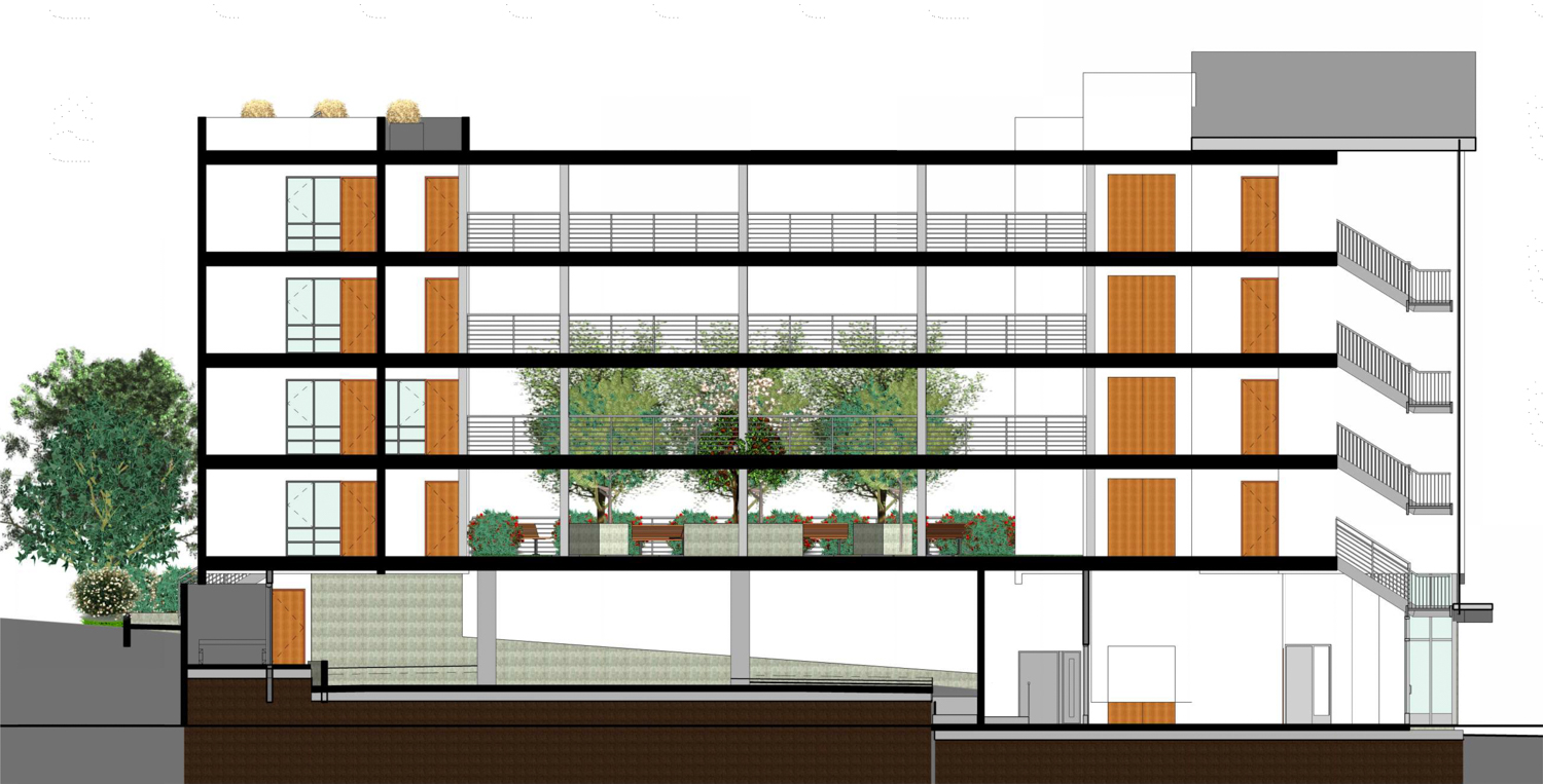 7954 MacArthur Boulevard vertical cross-section, rendering by Kodama Diseno Associates