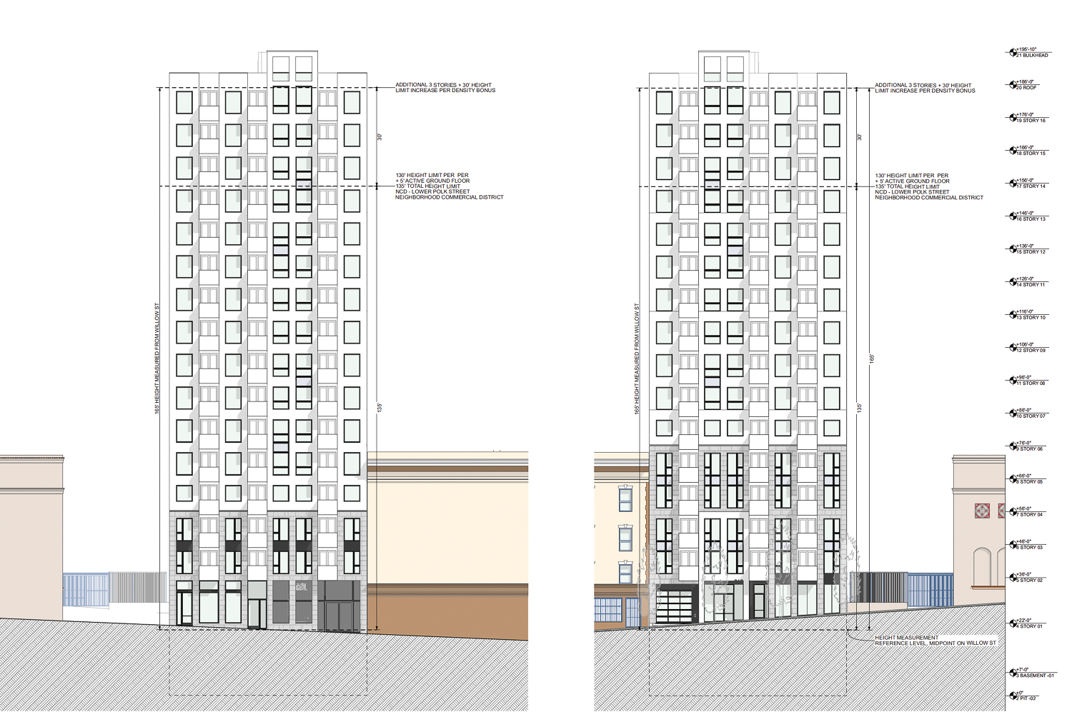 819 Ellis Street South and North elevations, illustrations by RG Architecture