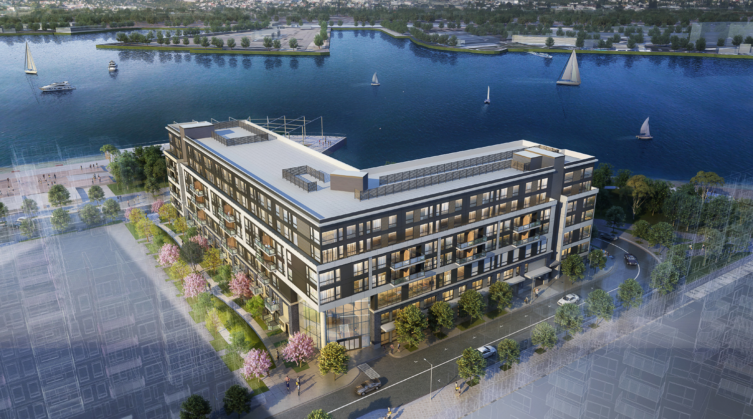 Brooklyn Basin Parcel E perspective from 8th Avenue, rendering by Urbal Architecture