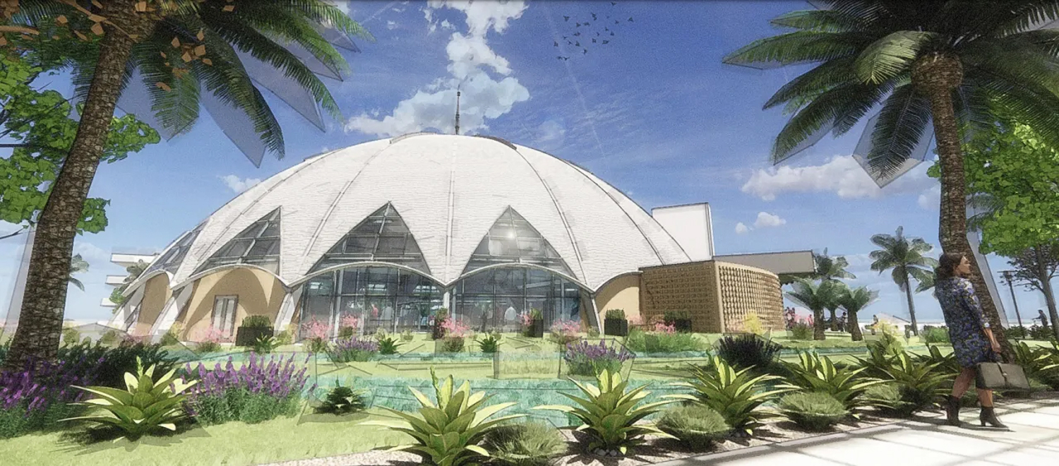 Century 21 dome at Santana West, illustration by STUDIOS