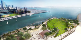 China Basin Park overhead view, rendering courtesy Mission Rock Partners