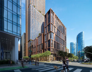 Transbay Block 4 podium building looking from Howard and Beale, architecture by Solomon Cordwell Buenz_