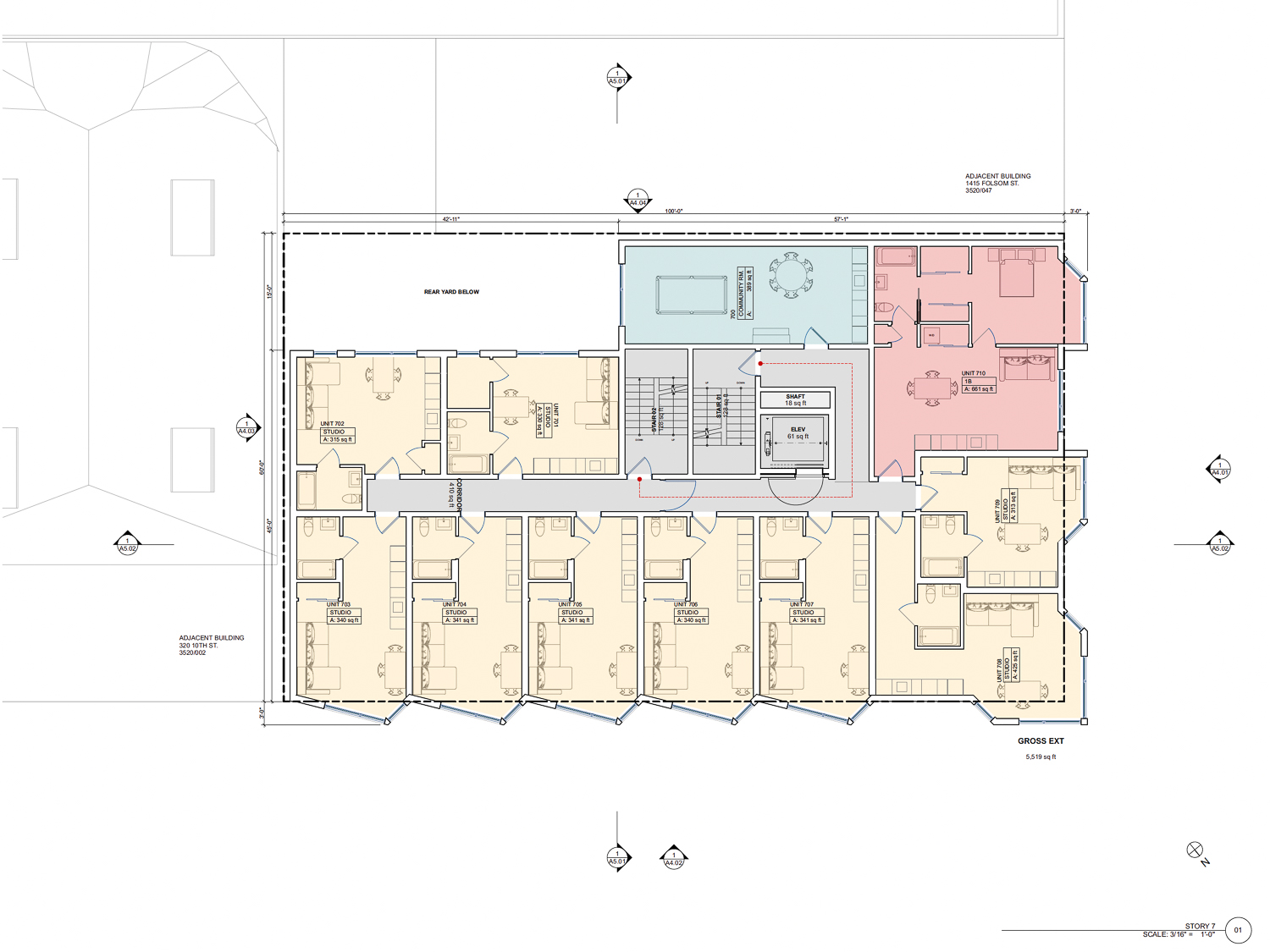 1401 Folsom Street seventh-level floor plan, illustration by RG Architecture