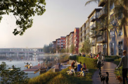 1885 South Norfolk Street overlooking the Seal Slough with Highway 92 in the background, rendering by BDE Architecture
