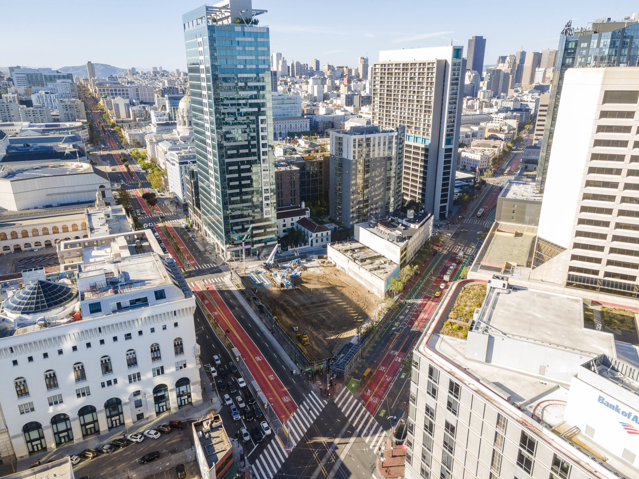 30 Van Ness Avenue aerial perspective, image by Andrew Campbell Nelson