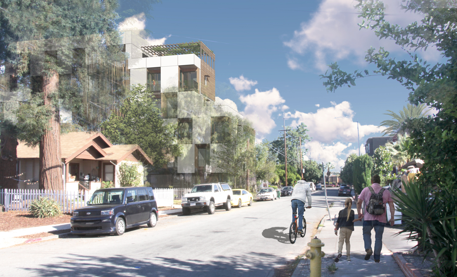 329 Page Street along the streetscape, rendering by David Baker Architects