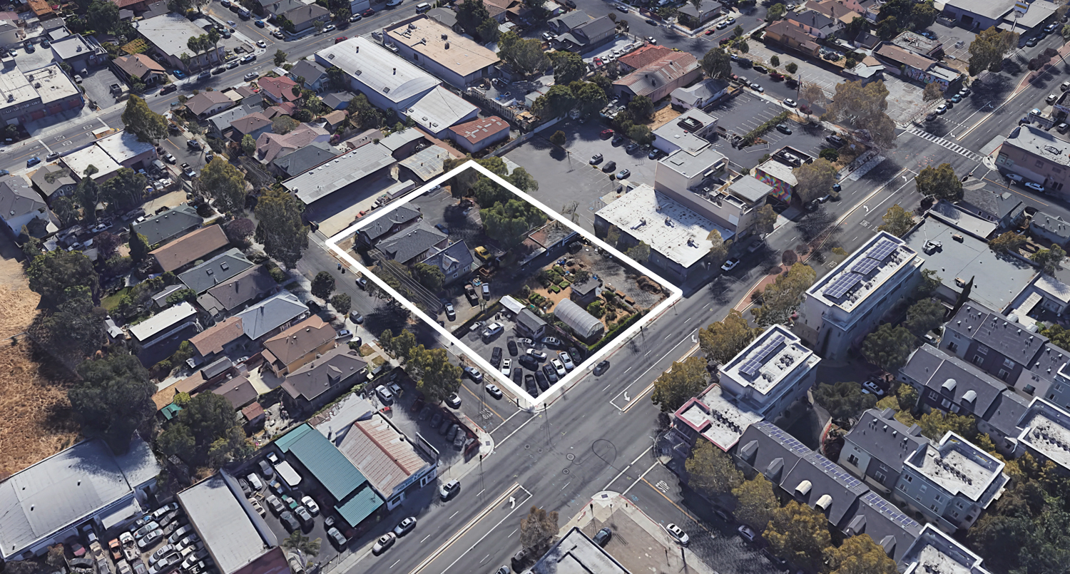 470 West San Carlos Street pre-demolition, image via Google outlined by YIMBYSatellite
