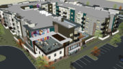 Leisure Lane Apartments aerial view, rendering by BSB Design