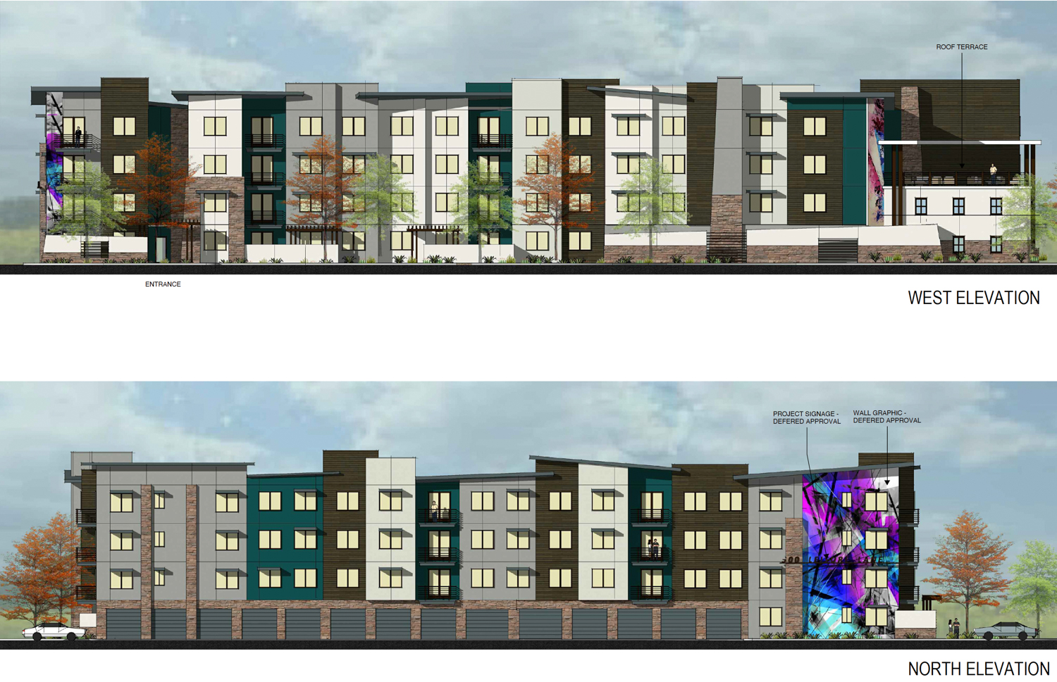 Leisure Lane Apartments facade elevations, rendering by BSB Design
