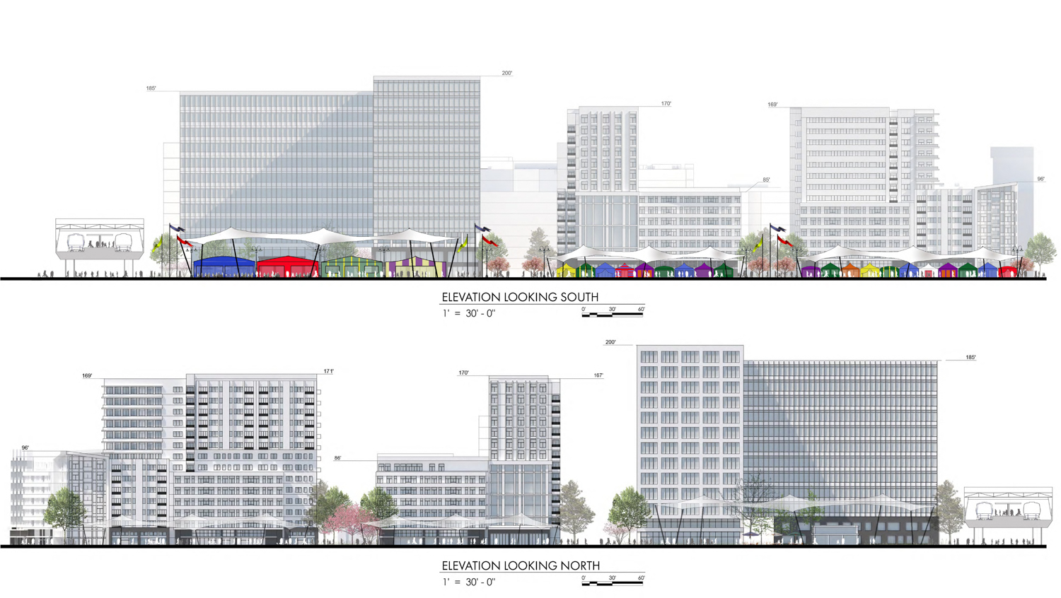 Market Park facade elevations, illustration by Kenneth Rodrigues & Partners