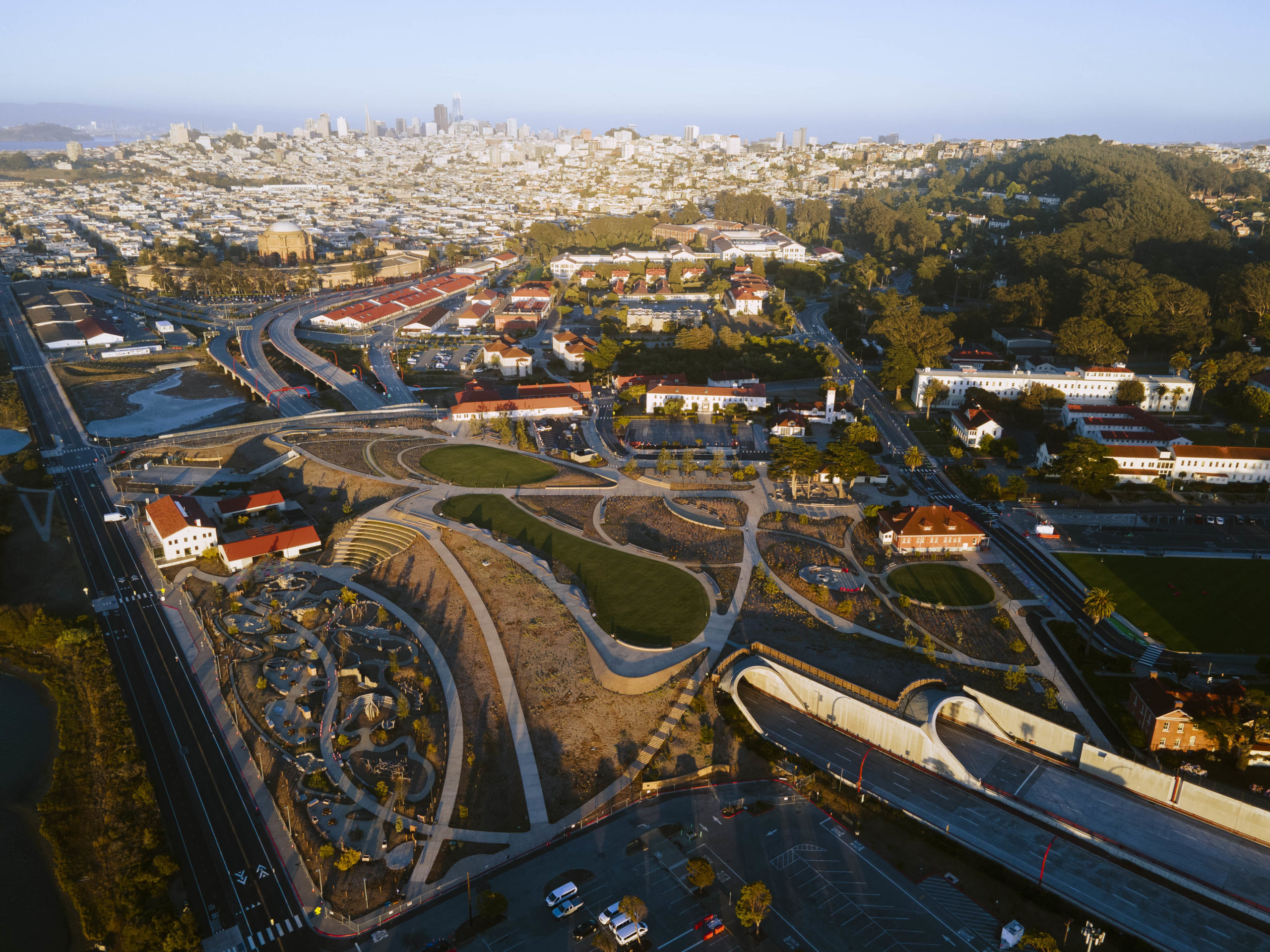 Presidio Tunnel Tops aerial view, image by Andrew Campbell Nelson