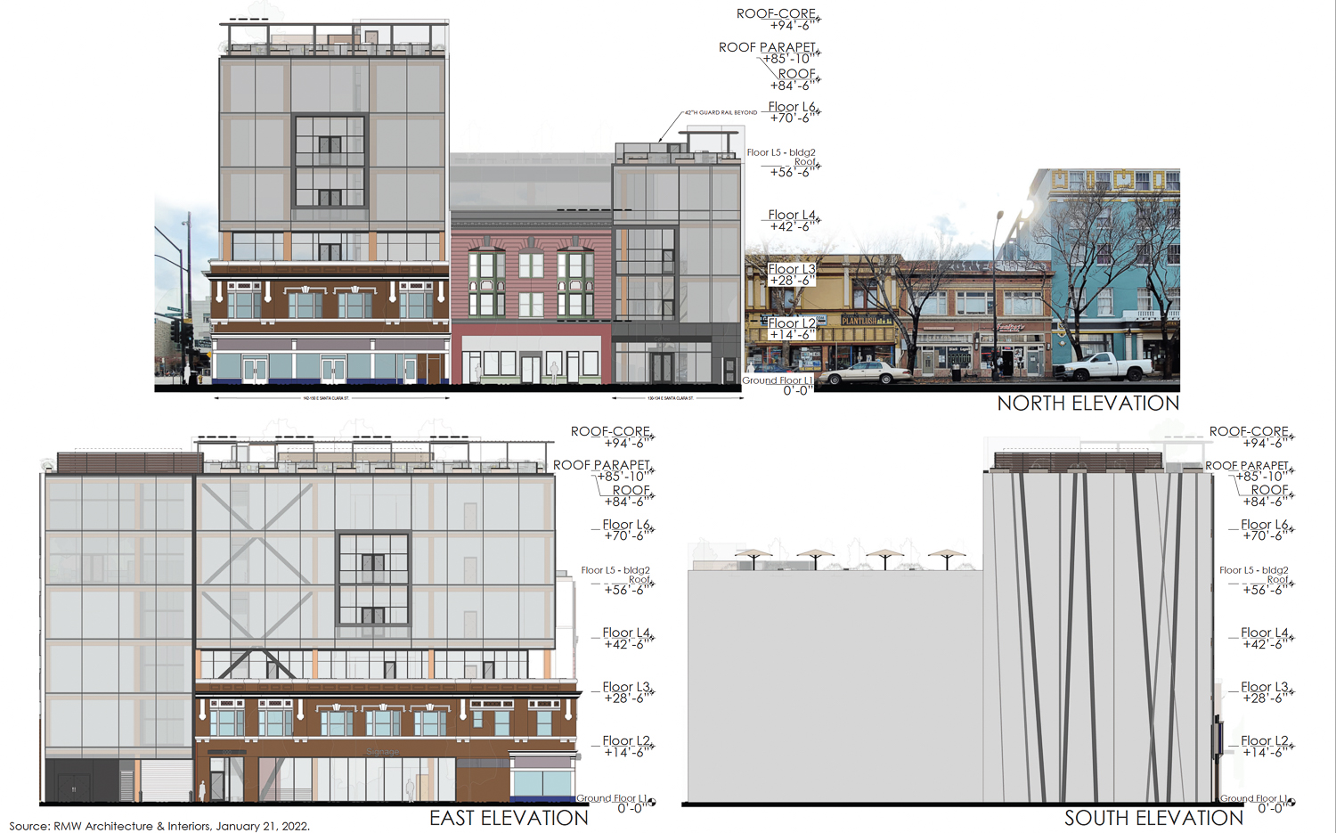 SuZaCo Mixed-use Project facade elevations, by RMW Architecture