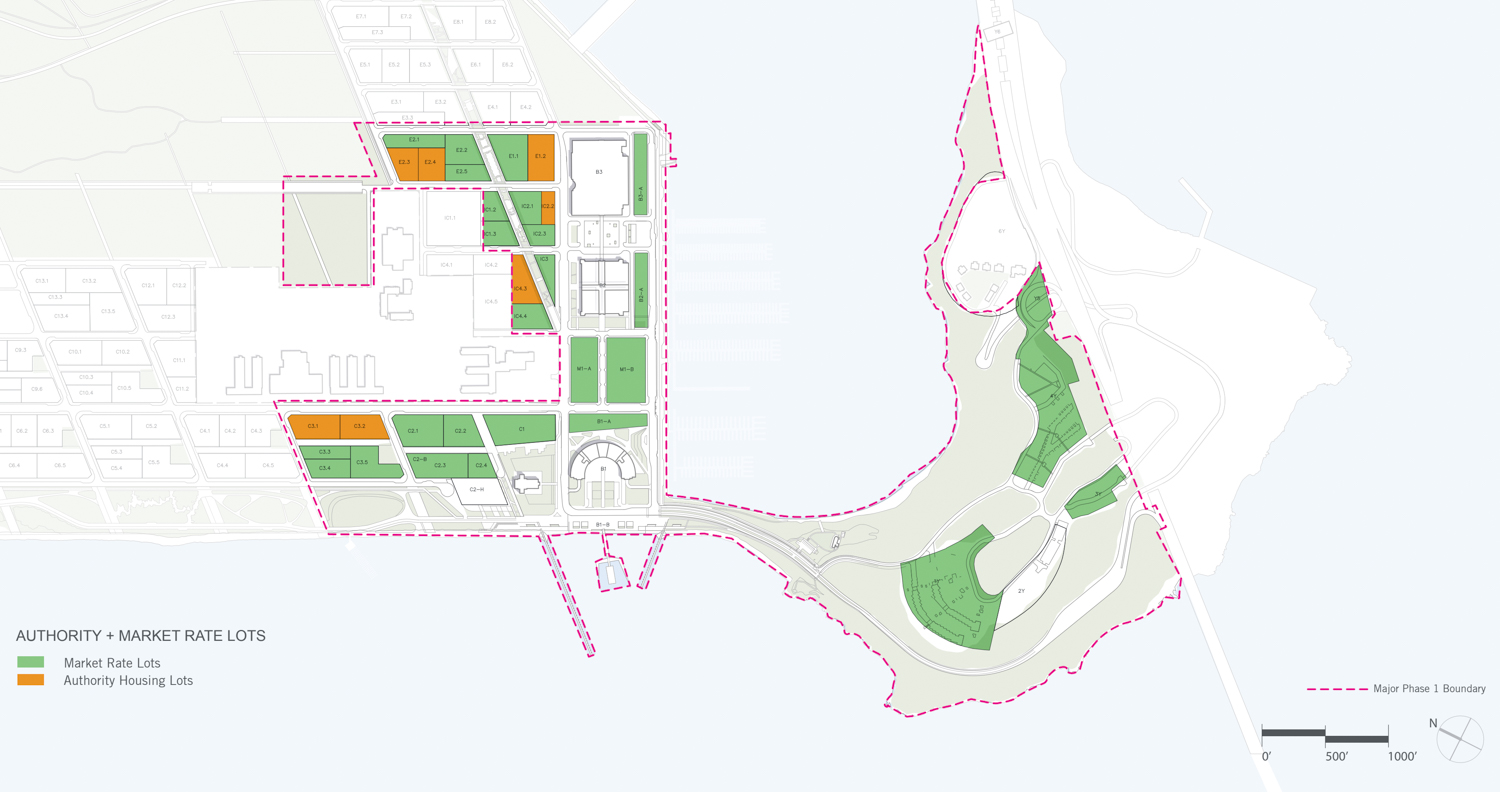 Treasure Island and Yerba Buena Island phase one site map, illustration courtesy the Land Use and Development program document