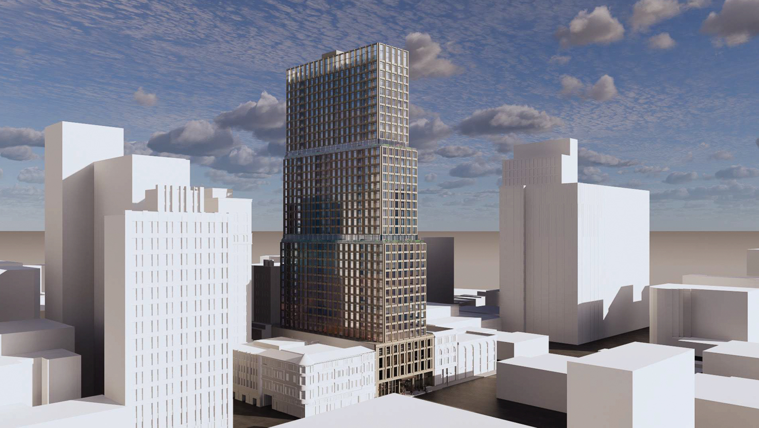 1431 Franklin Street residential scenario looking northwest, rendering by Large Architecture