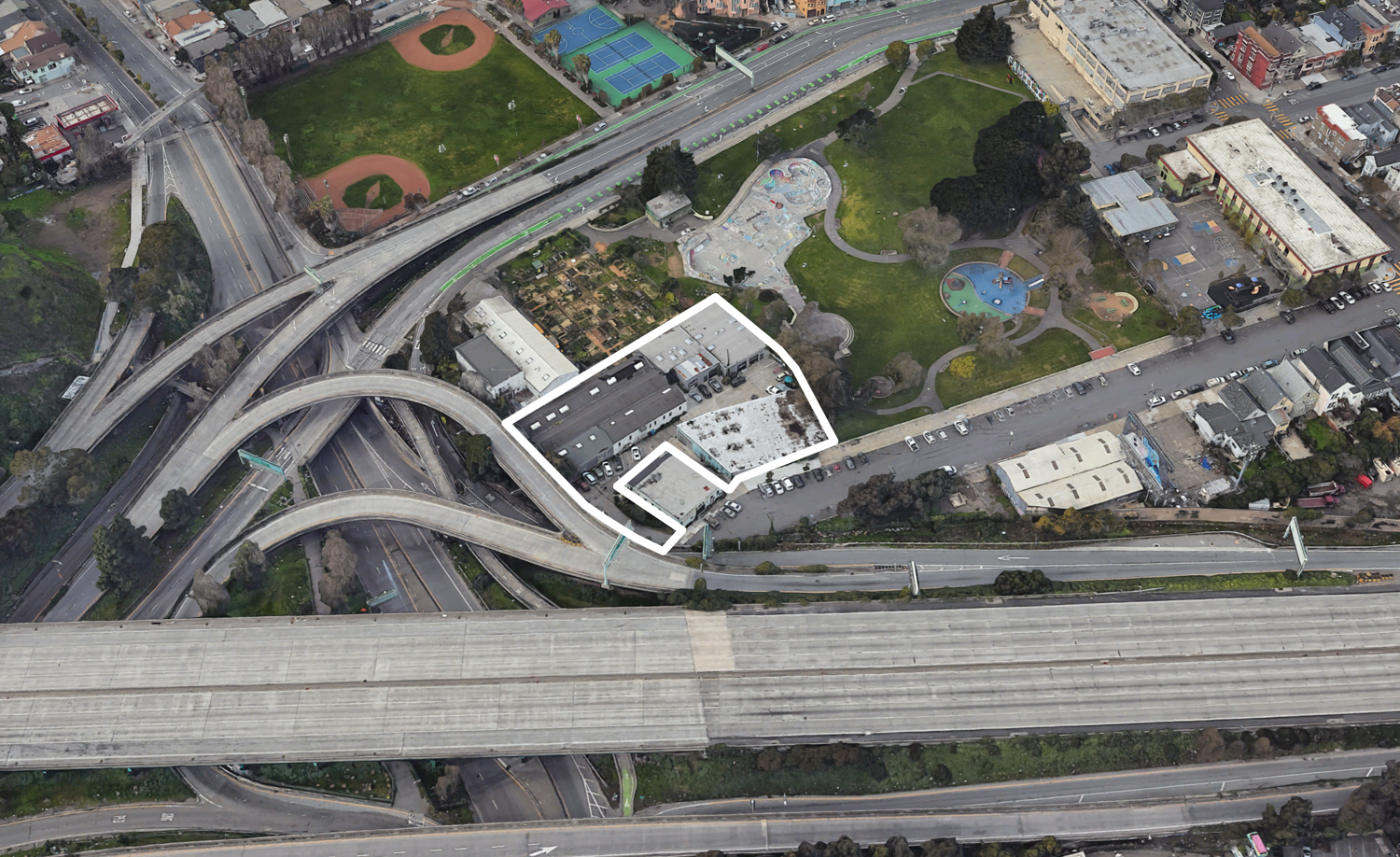 1458 San Bruno Avenue, image via Google Satellite