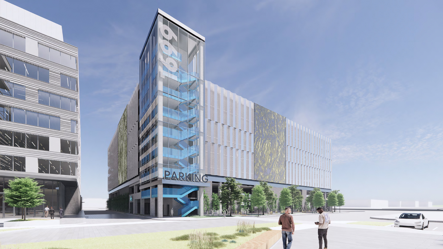 1699 & 1701 Bayshore Highway parking structure, rendering by Perkins&Will