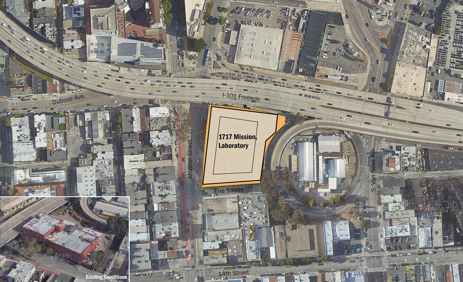 1717 Mission Street site plan, rendering by Perkins&Will