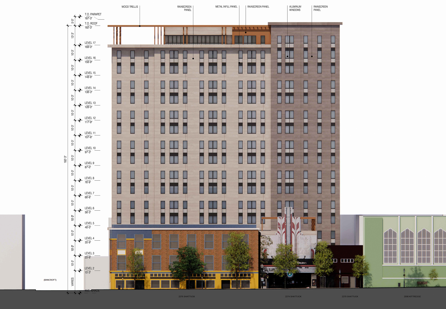 2274 Shattuck Avenue, facade elevation by Trachtenberg Architects