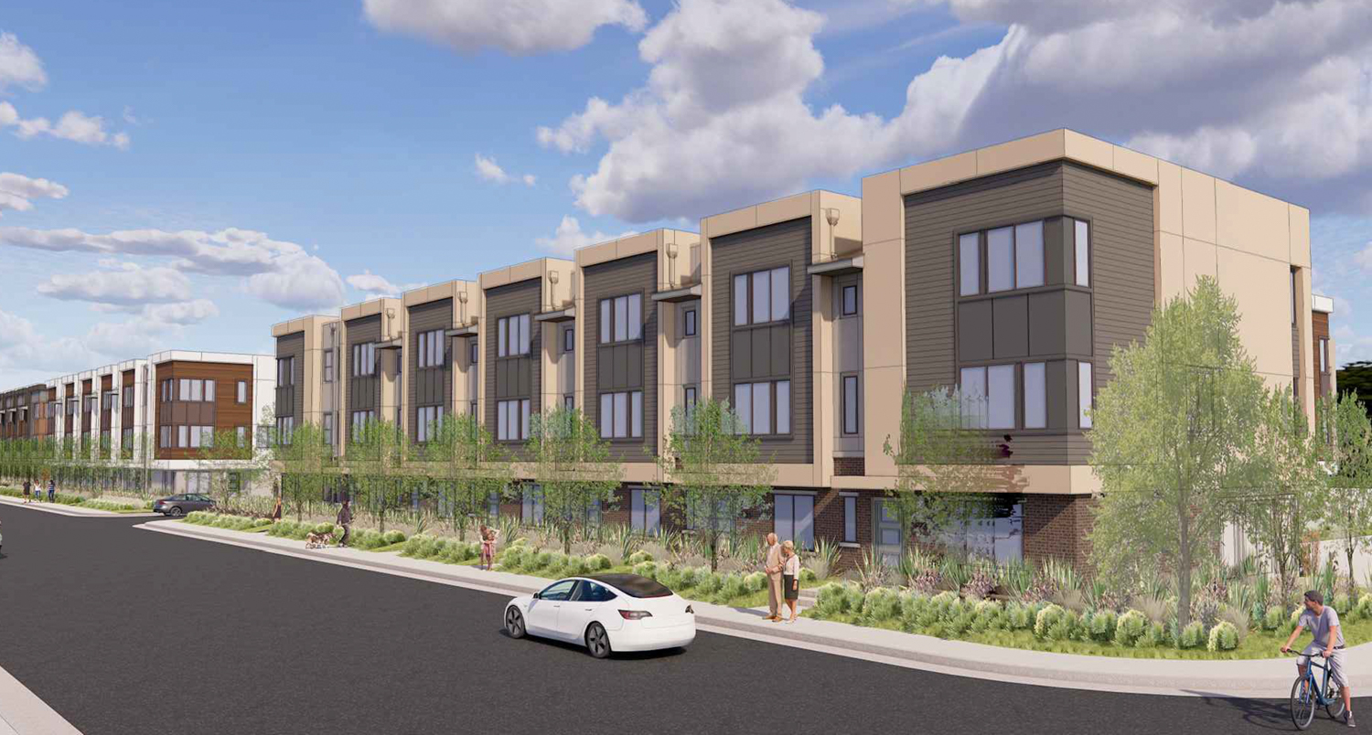 3200 Park Boulevard townhomes along Park Boulevard, rendering by KTGY Group
