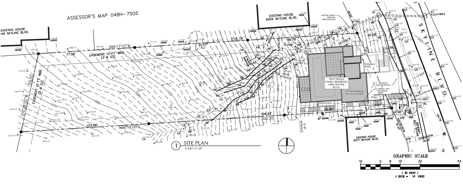 6069 Skyline Boulevard site map, illustration by Peter David Gilbert Architects