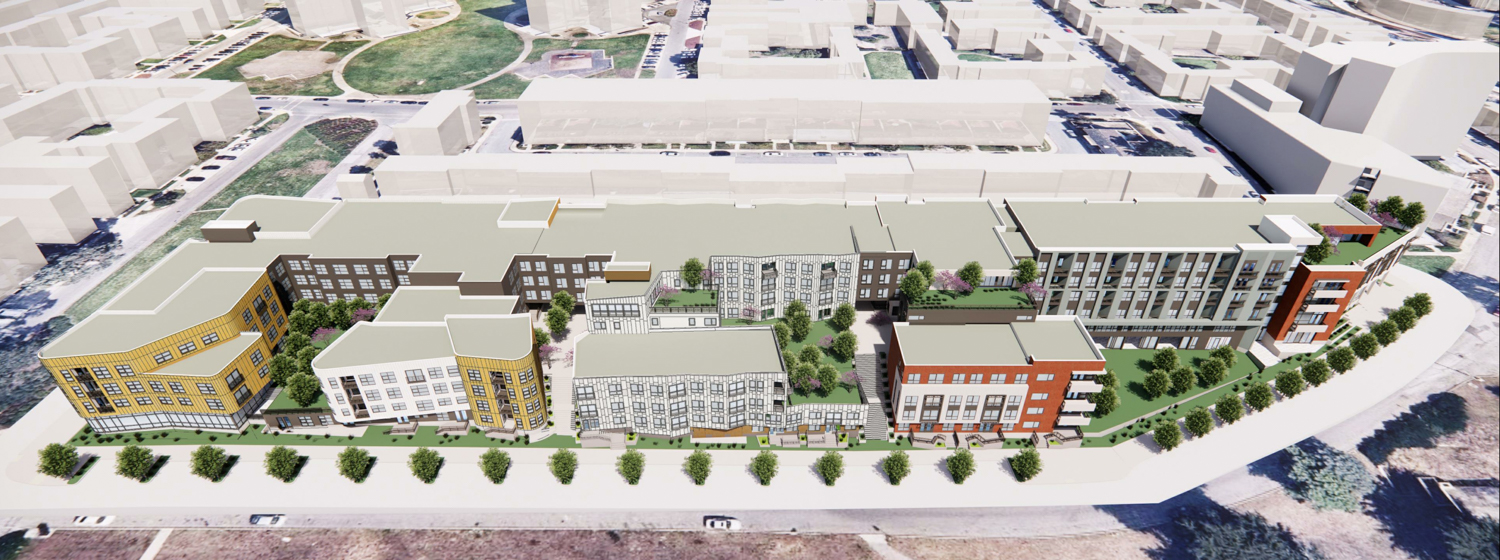 99 Higuera Avenue aerial view, rendering by BDE Architecture