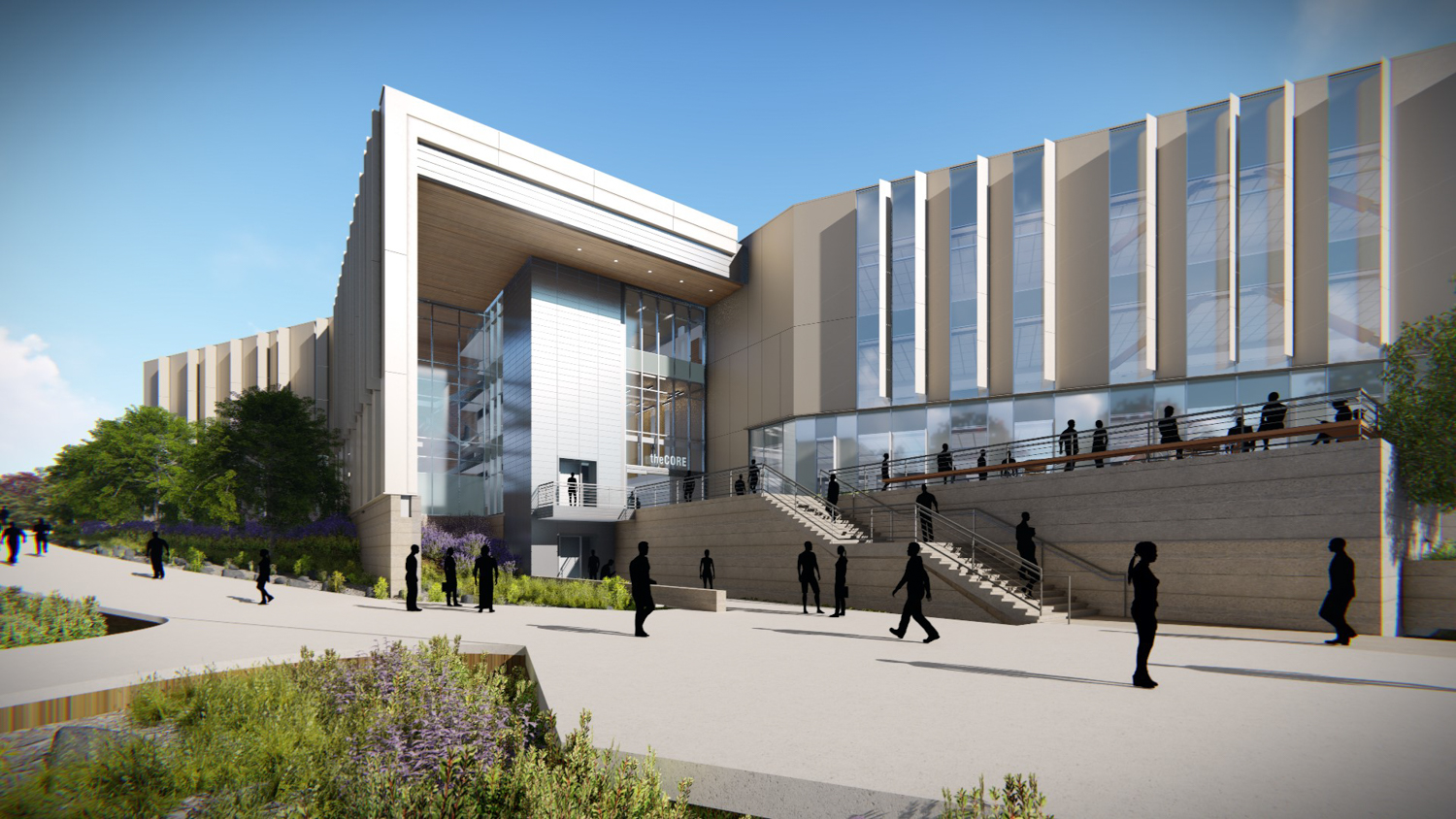 CSU East Bay CORE Library exterior, rendering by Anderson Brulé Architects