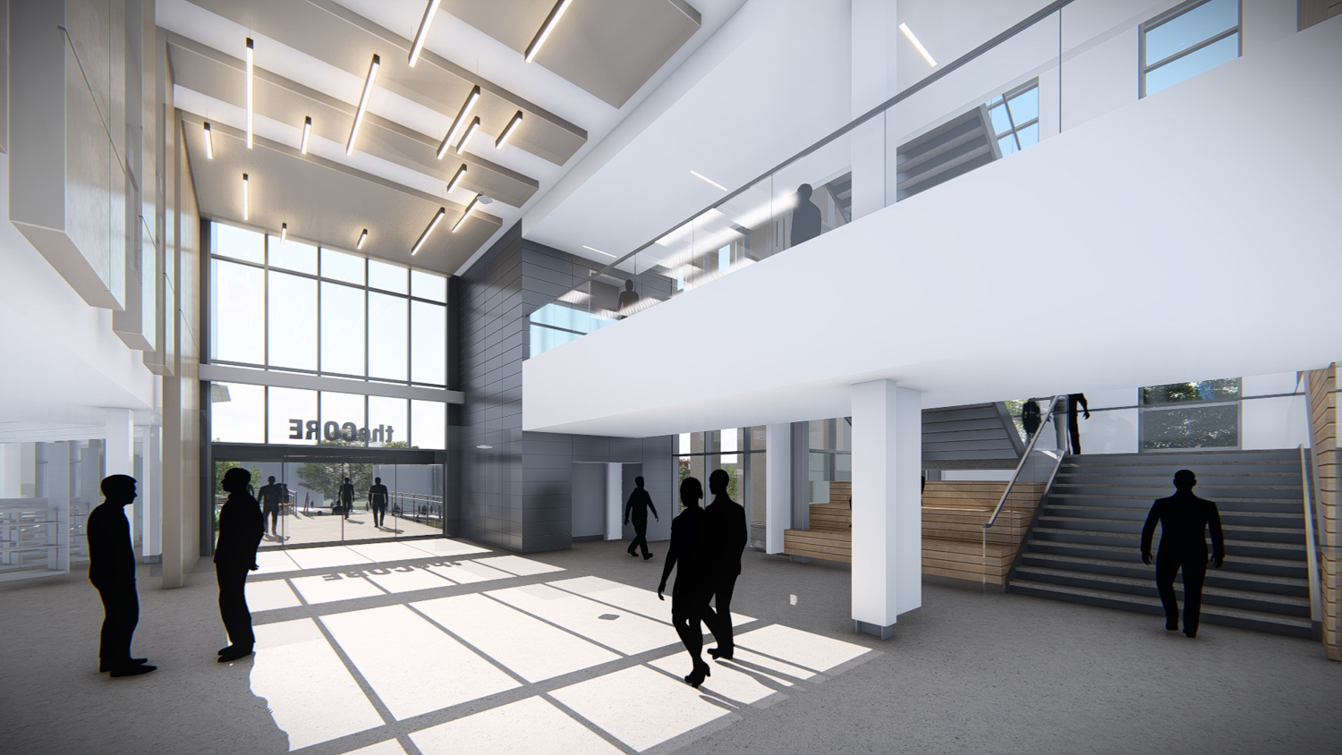 CSU East Bay CORE Library interior, rendering by Anderson Brulé Architects