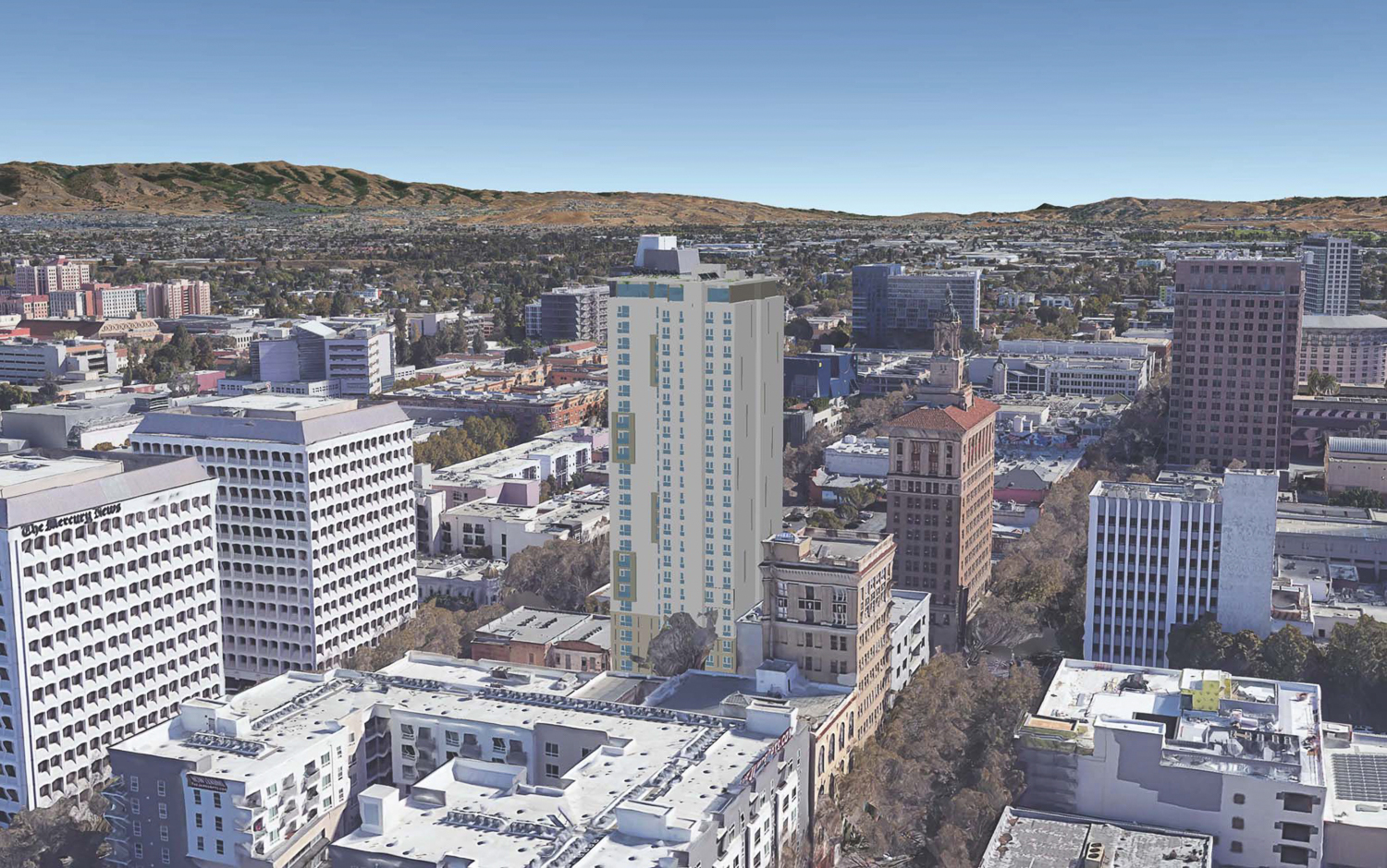 Eterna Tower looking southeast, rendering by Anderson Architects