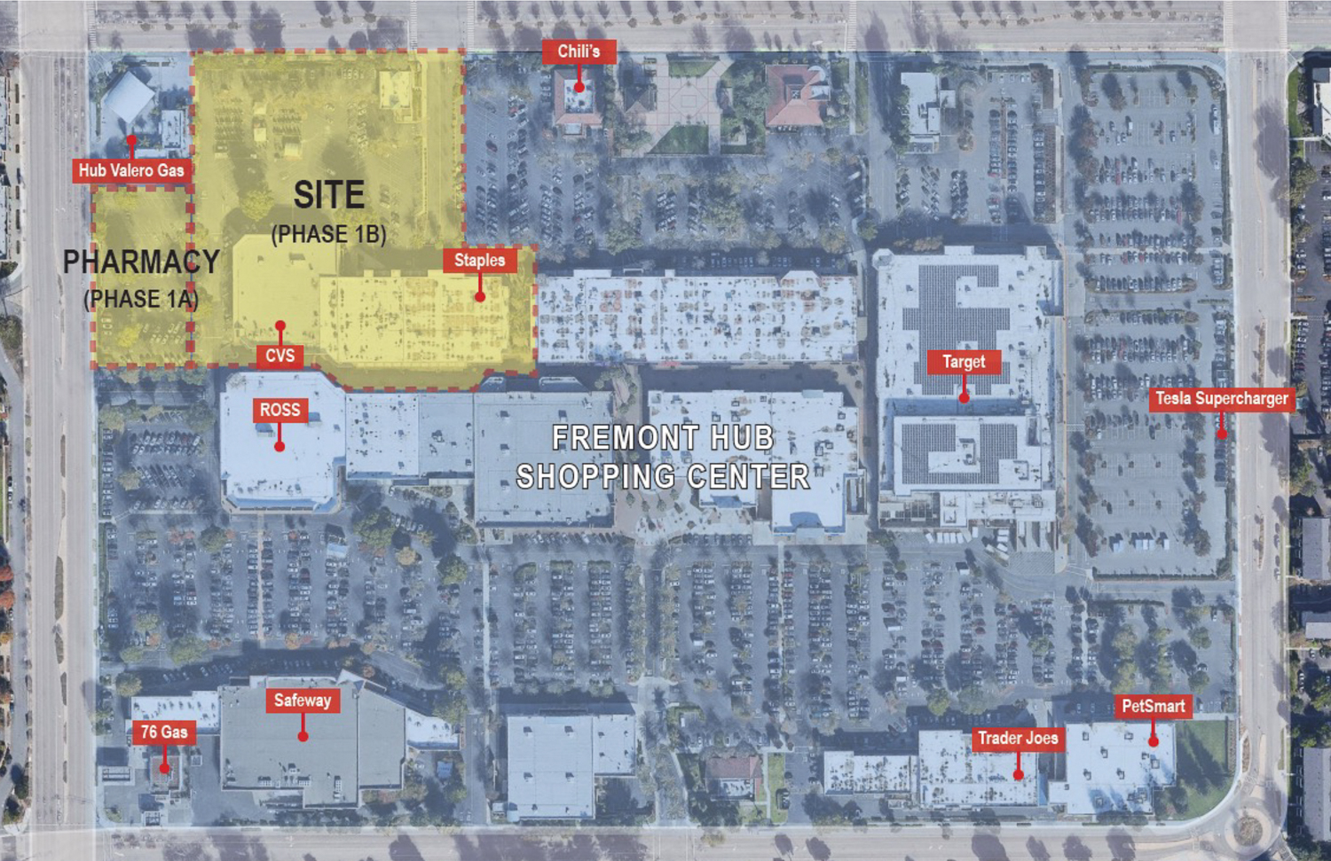 Fremont Hub Shopping Center site map, illustration courtesy Kimco