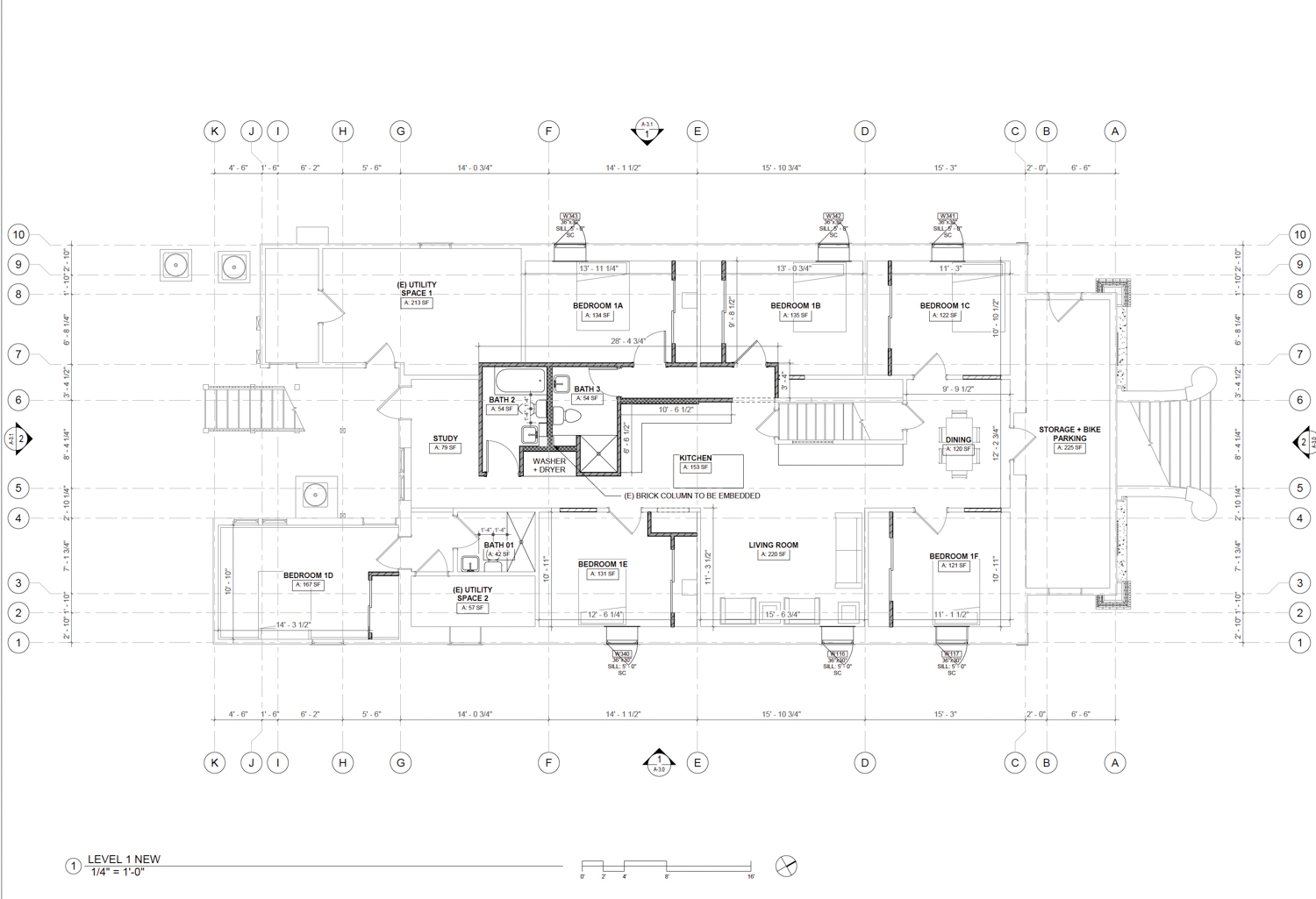 1022 G Street ground-level view, floor plan by Design Draw Build