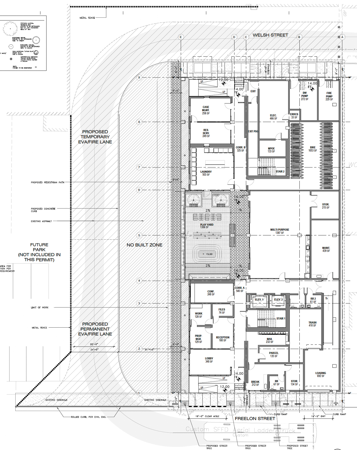 160 Freelon Street ground-level floor plan, illustration by Leddy Maytum Stacy Architects