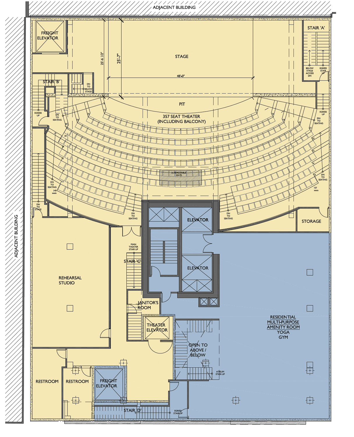2113 Kittredge Street basement-level floor plan, illustration by Studio KDA