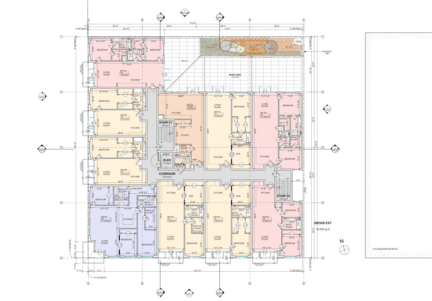 2114 MacArthur Boulevard second-level floor plan, rendering by RG Architecture