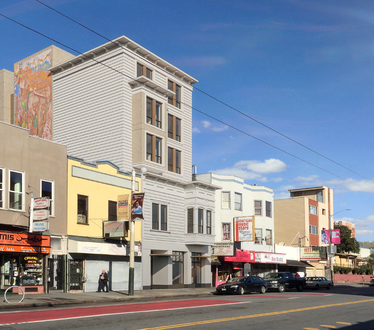 2976 Mission Street view from the southeast, rendering by Elevation Architects