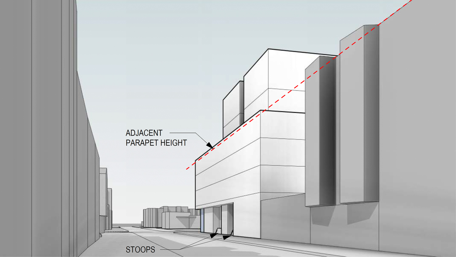 3050 23rd Street pedestrian view, illustration by Kerman Morris Architects