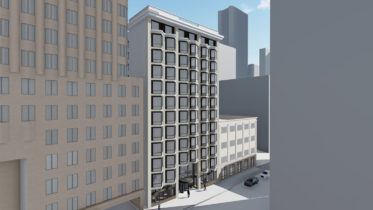 420 Sutter Street establishing view, rendering by Stanton Architecture