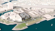 Brooklyn Basin Parcel D aerial overview, rendering by Architecture Design Collaborative