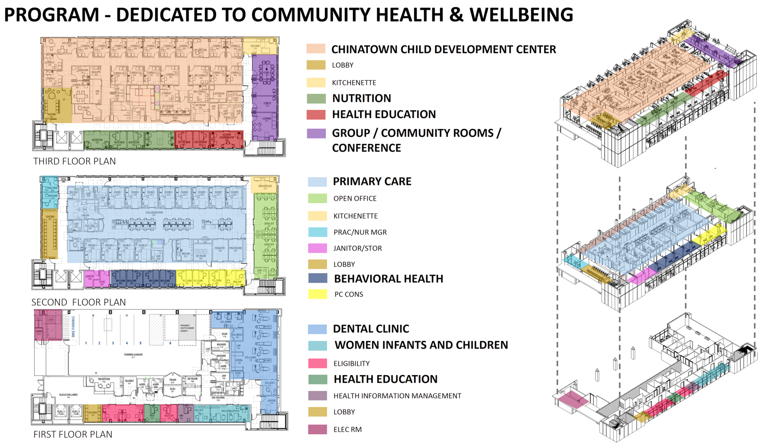 Chinatown Public Health Center floor plans, illustration via the San Francisco Public Works
