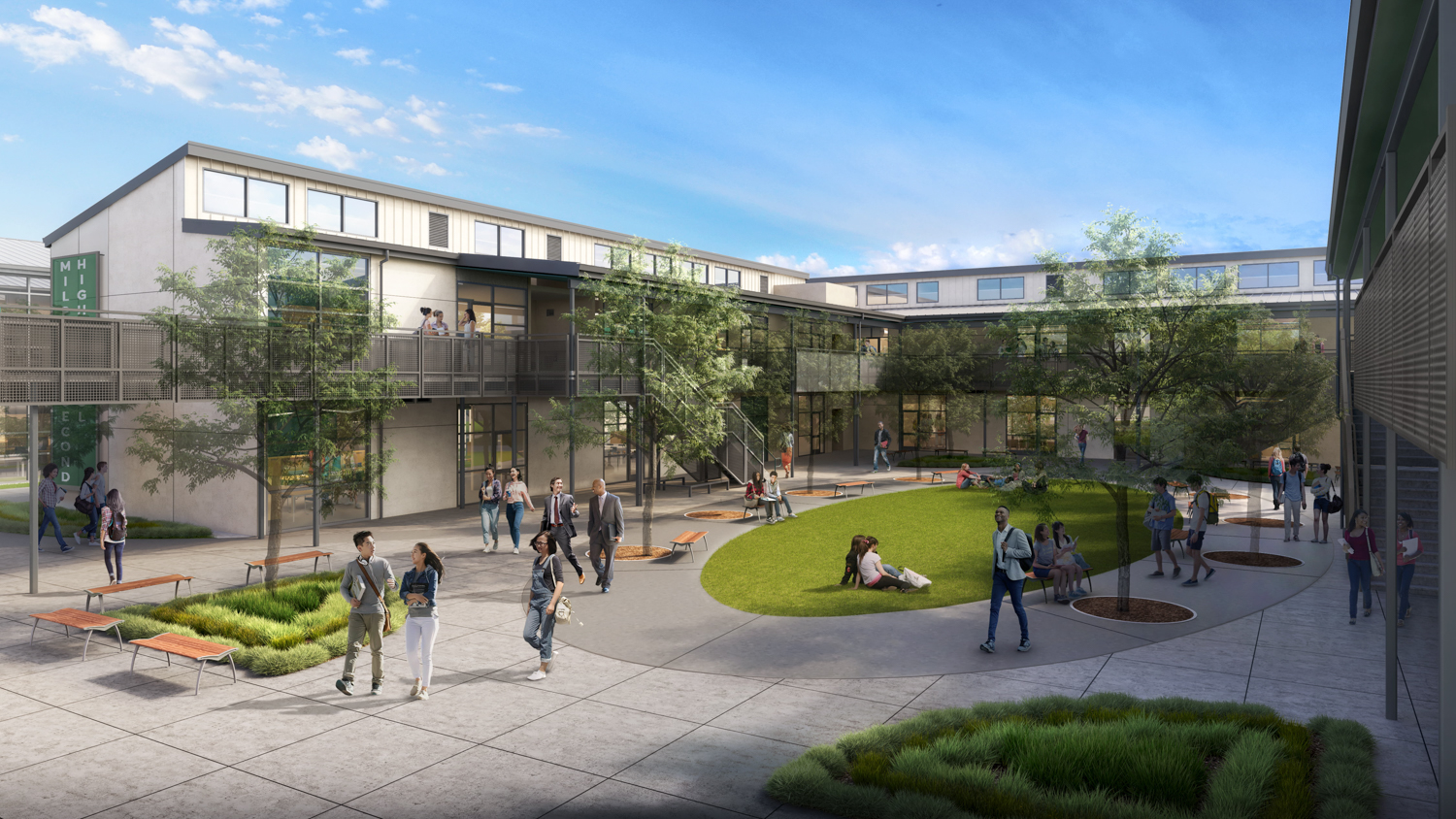 Innovation Campus central courtyard, rendering by QKA