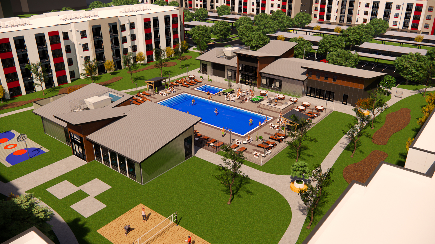 Kinect @ Southport clubhouse and pool area, rendering courtesy ACG
