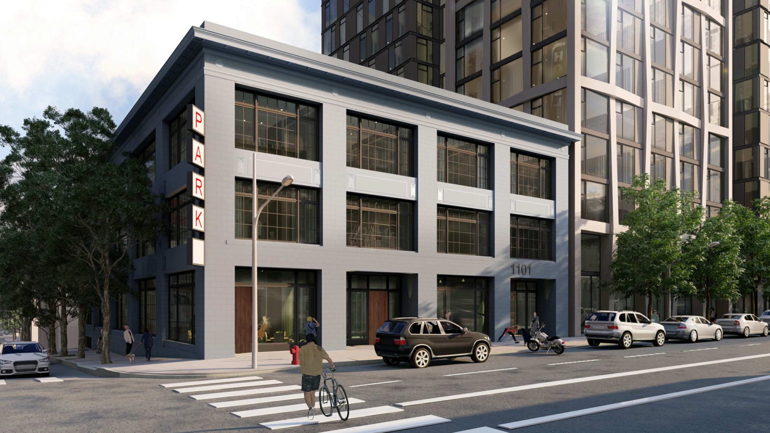 1101 Sutter Street renovated historic structure, rendering by David Baker Architects